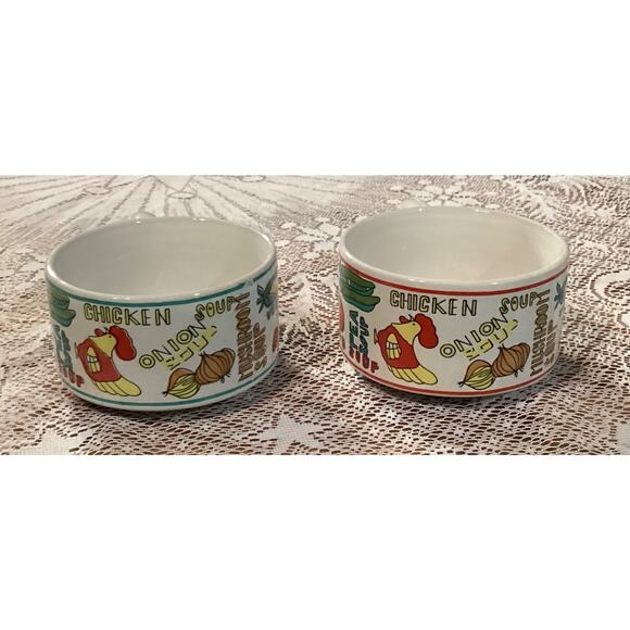 Set of 2 Vintage Cisco Stackable Soup Bowl Mugs Chicken Mushroom Onion Celery - Picture 5 of 10